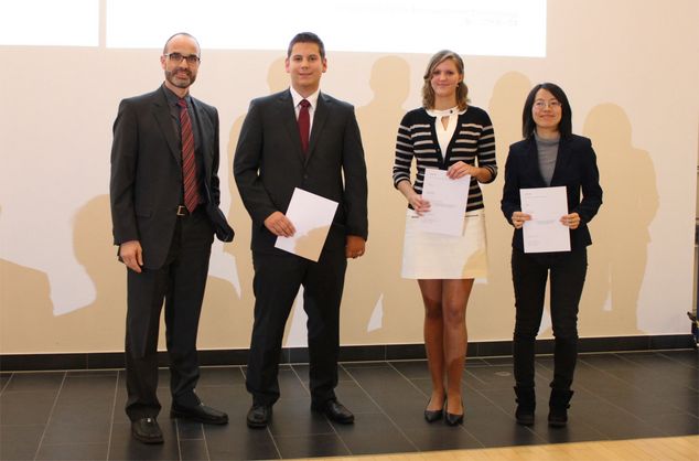 v.l. Dr.-Ing. Ludger Speier, Martin Niebuhr, M.Sc., Jasmin Tkocz, B.Sc., Dr.-Ing. Xiangqin Liu